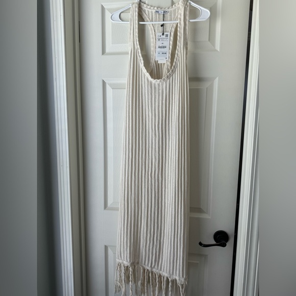 NEW with tags ZARA 2022 ECRU MIDI FRINGE DRESS - Picture 2 of 6